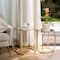 Glitzhome® Gold Metal Square Accent Table with Glass Top Set